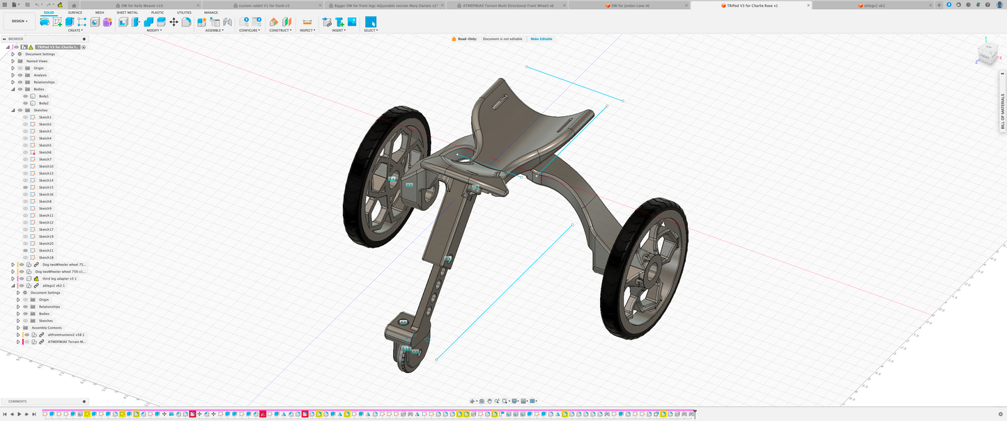 Dog Wheelchair for Front Legs V3 (The Tripod)
