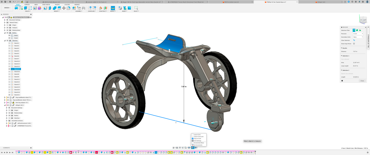 Dog Wheelchair for Front Legs V3 (The Tripod)