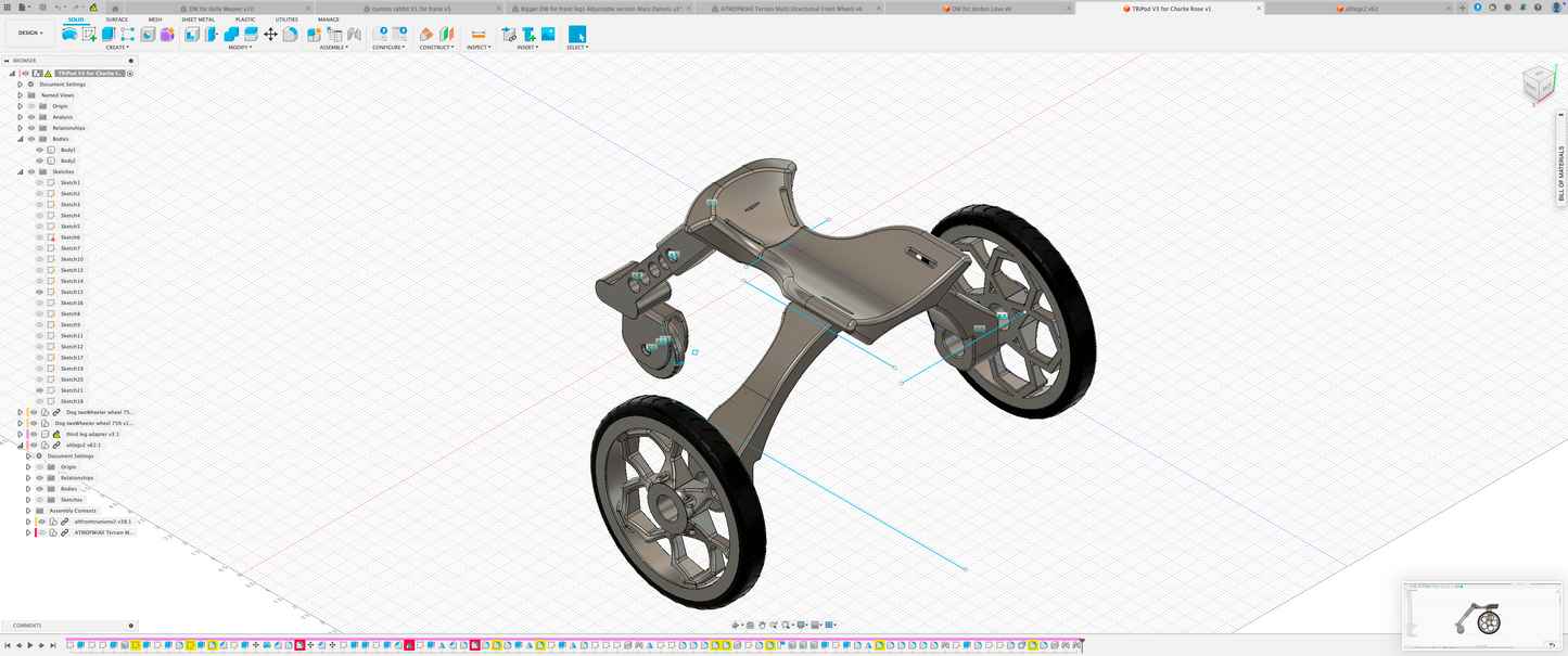 Dog Wheelchair for Front Legs V3 (The Tripod)