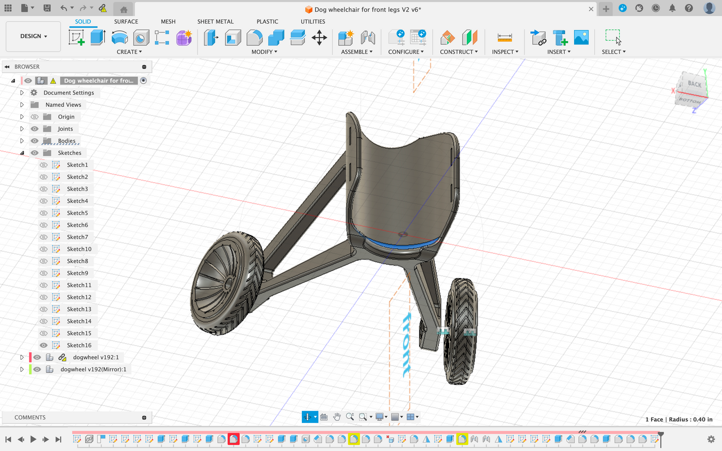 Dog Wheelchair for front legs V2